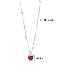 1pc S925 Sterling Silver Romantic Heart Pendant Necklace, Elegant & Sweet Charm Clavicle Chain, Precious Gift - Love - View 10