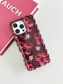 简约花卉图案奶油色波浪纹彩绘加厚防震保护手机壳，兼容 17 Pro/17 Air/17/17 Pro Max/16/11/16 Pro/16 Plus/16 Pro Max/16 e/15 Pro Max/13/14/12/XS/XR/7G/8P - 彩色 - 查看 5