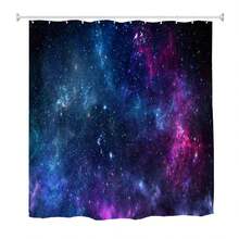 Shower Curtain, Outer Space Universe Stars Waterproof Fabric Bath Curt... - White - View 8