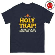 Camiseta unisex para adultos Holy Trap, gráfico de caza de pato de arcilla, regalo de patas de arcilla para tiradores, atuendo de día de campo, ropa de exterior - Blanco y negro(no personalizable) - Ver 2