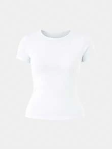 Set Of 3 Women's Basic Elegant Double Layer Supplex High Compression Blouses For Gym Wear - 紅,白,海軍藍 - 查看 3