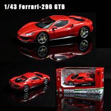 Bburago 1/43 Ferrari 296GTB Die-Cast Model Car, A Collectible And Toy, Suitable As A Holiday Gift. - Red - View 1