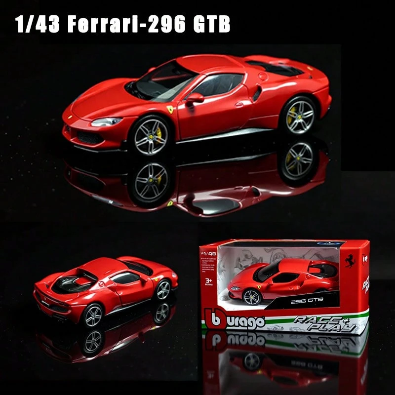 Bburago 1/43 Ferrari 296GTB Die-Cast Model Car, A Collectible And Toy, Suitable As A Holiday Gift. - Red - View 1