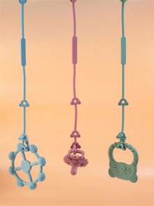 Silicone Cartoon Anti-Lost Pacifier Chain, Multifunctional Adjustable Pacifier, Bottle, Cup, Toy Hanging Strap, Suitable For Stroller, Car Seat, Teether, High Chair, Newborn Pacifier Clip, Baby Accessories - Multicolor - View 4