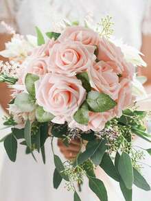 27 قطعة من الزهور الاصطناعية، وردات رغوية بطول 9.05 بوصة مع سيقان وأوراق خضراء، للاستخدام في صنع باقات الزهور، ديكور المركز، ديكور الزفاف، ديكور الحفلات الخارجية، ديكور الغرف/المنزل، ديكور الطاولات، ديكور أعياد الميلاد، ديكور عيد الحب - وردي - مشاهدة 6