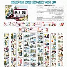 4Pcs/Set Matte Snowman PET Washi Tape Pre-Cut Wooden House Masking Tape For Stickers Scrapbooking Journal Collage Material - 4Pcs/Set - View 14