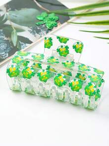 3个三叶草形状PVC发夹，8厘米长方形，绿色 - 彩色 - 查看 4