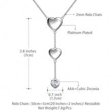 Love Heart Necklaces Sliver/Black Gun Plated Romantic Heart Y-Necklaces Jewelry For Women And Men KP0249 - 銀色 - 查看 7