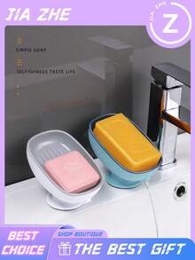 Octopus Suction Soap Dish, Plastic Oval Draining Soap Holder With Non-Slip Base, Bathroom Countertop Soap Tray, Home Kitchen Bathroom Accessory, Lightweight Luxury Design - Multicolor - View 1