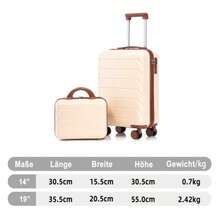 14-Inch/19-Inch Double-Piece ABS Rotating Shell Cover With Combination Lock And 14-Inch Decoration Pack (Beige) - Beige - View 3