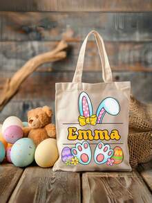 Bolsas de tela personalizadas y personalizadas para Pascua, cestas de lona personalizadas y personalizadas con conejos, regalos de Pascua - Multicolor - Ver 4