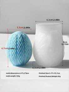 1个条纹鸡蛋硅胶模具，树脂硅胶模具，简约风格，适用于石膏、树脂、微水泥等DIY工艺品，以及复活节和其他节日派对装饰。采用硅胶材质，易于脱模，是工艺爱好者和各种手工爱好者的理想之选。 - 復活節模具 - 查看 9