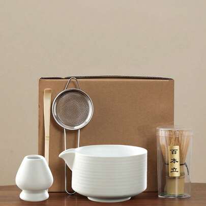 5-Piece Matcha Whisk Set, Middle Eastern Style Matcha Starter Kit, Includes Matcha Bowl (With Spout), Matcha Whisk And Whisk Holder, Matcha Scoop, Matcha Sifter And Matcha Tools. It Is The Perfect Choice For The Matcha Tea Ceremony, And An Ideal Gift For Ramadan, Birthdays, Holidays, And Back-To-School Season.