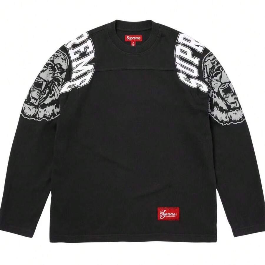 Supreme Mascot L/S Football Top FW25 | Authentic All Cotton Long Sleeve Jersey Shirt | Unisex Layering Outerwear For Both Men And Women | Casual Daily Wear - màu đen - Xem 1