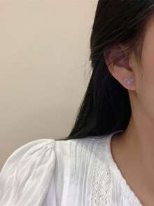 可爱蝴蝶结猫眼石耳环套装，百搭极光全息耳环 - 蝴蝶型 - 查看 4