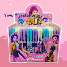 12pcs KPOP Magic Hunter Group Plastic Stickers, 0.5mm Water-Based Erasable Pens Set, Press To Use As Signature Ballpoint Pens - Random Style - View 4