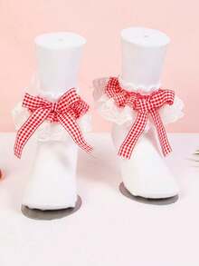 1 Pair Children's Lace Plaid Bow Ruffle Dance Princess Fashion Versatile Party Frilly Socks - Multicolor - View 7