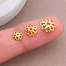 50个18K镀金花形珠帽,精美镂空花形珠帽,适用于DIY耳环、手链、项链等工艺品制作 - 彩色 - 查看 5