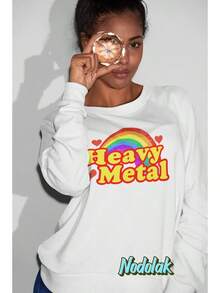 Camiseta divertida de Heavy Metal con arcoíris, camiseta de Heavy Metal, regalo LGBT - Blanco y negro(no personalizable) - Ver 3