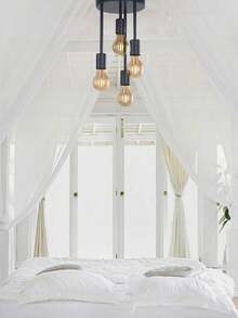 1盏现代简约铁艺多头吊灯，E27灯座，硬线连接，适用于餐厅、卧室、书房、客厅，创意吊灯，楼梯照明，不含灯泡 - 黑色 - 查看 2