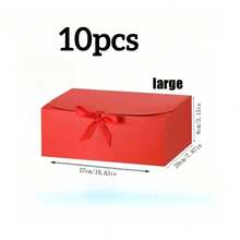 10pcs Red Gift Boxes With Red Ribbon, 10.6*7.8*3.1 Inch Decorative Gift Boxes, Wedding Favor Boxes, Valentine's Day And Holiday Party Gift Boxes, Suitable For Christmas, Halloween Gifts, For Parents And Friends - Red - View 11