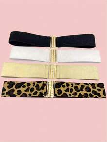 1条弹力腰带，适用于羽绒服和连衣裙，时尚束腰配饰，适合万圣节、教师节、情人节等场合，豹纹、纯色、几何图案，休闲百搭，春夏秋冬四季皆宜。 - 彩色 - 查看 7