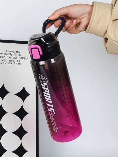 1pc 700ml/24oz Gradient Color Sports Straw Water Bottle, Large Capacity Marked Sports Water Bottle With Bounce Straw, Portable , Suitable For Home, Kids, Outdoor Sports, Fitness, Running, Camping, Also A Great Gift