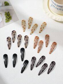 20个豹纹复古小号防滑金属发夹，女士休闲Y2K时尚，适合固定头发、护肤、日常使用 - 彩色 - 查看 14