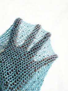 Áo khoác dáng rộng tay dài kiểu cánh dơi bằng vải lưới xuyên thấu đính sequin móc len Yuwenier gợi cảm, thích hợp cho các bữa tiệc lễ hội mùa xuân. - Màu xanh nhạt - Xem 7