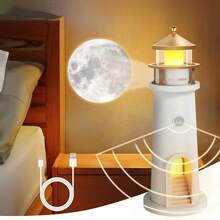 月球投影灯，模拟人眼视觉效果，灯塔投影，月光灯，USB充电夜灯，USB可充电照明灯，卧室床头灯，家居装饰，适用于客厅、卧室和天花板/墙壁装饰