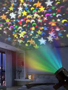 1pc USB Powered Rotating Star & Moon Pattern LED Projector Light, Creates Festive Atmosphere, Suitable For Home, Garden, Valentine's Day, Easter, New Year, Party Decoration - Multicolor - View 2