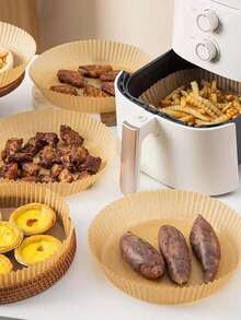 Disposable Air Fryer Paper, Square & Round Pizza Pad, Cake Baking Grease-Proof Paper - Multicolor - View 6