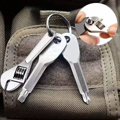 3pcs Mini Portable Screwdriver Set, Multi-Function Mini Wrench Keychain, & Flat Head Small Screwdriver Keychain - Suitable For Bicycle And Motorcycle Repair, Outdoor EDC Multifunctional Tool