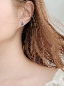 2pcs Minimalist Cute 925 Silver 0.5Carat X 2 Moissanite Star Stud Earrings, Suitable For Women's Daily Wear, Party, Vacation, Mother's Day, Birthday, Wedding Anniversary, Women's Jewelry Gift - EH0038M - View 3