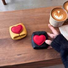 Heart-Shaped Genuine Leather Mini Storage Bags | Portable Coin And Coin Purse Organizer In Multiple Colors With Snap Closure - Multicolor - View 1