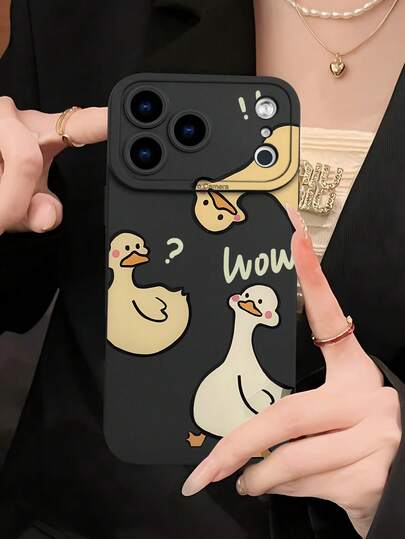 时尚、个性化、简约可爱小鸭设计奢华防震时尚手机壳，凸起摄像头保护，兼容 17/17Pro/17Pro Max、16、15、14、13、12、11 Plus/Pro Max 系列以及 Galaxy S/A 系列，适合作为情人节、新年、斋月、复活节装饰品/生日礼物送给女朋友、男朋友、朋友或自己。
