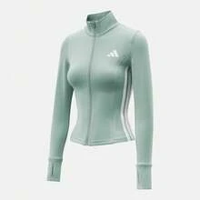 Adidas Women's WE JKT 3S Jacket Knitted Hooded Cardigan KD9236 - Green - View 1