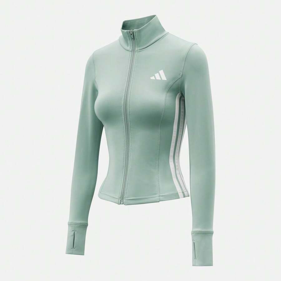 Adidas Women's WE JKT 3S Jacket Knitted Hooded Cardigan KD9236 - Green - View 1