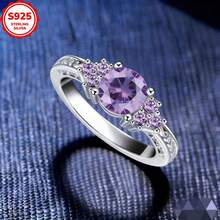 Elegant Silver Ring, Purple Round Diamond Inlaid Ring, Wedding Ring, Women's Ring, Women's Solitaire Ring, Suitable For Couples, Valentine's Day And Daily Wear Or Gift - Elegant Diamond Ring - View 3