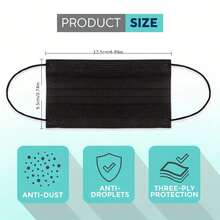 3-Ply Non-Woven Disposable Face Masks, Black, For Adults And Children - Multicolor - View 12