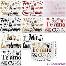 5/6/10张生日快乐气球贴纸，Feliz Cumpleanos，Boba Tea，Te Amo装饰贴纸，DIY字母贴纸，庆祝活动，西班牙生日派对用品 - 西語生日快樂 - 查看 9