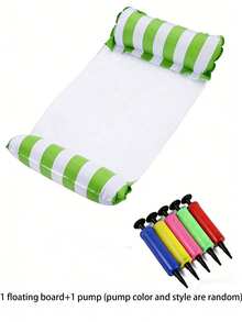 1 Set Inflatable Striped Hammock, Casual Net Lounge Chair Backrest Floating Bed, Foldable Floating Mat - Multicolor - View 10