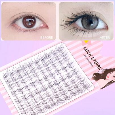 80 sợi mi giả mềm mại, tinh tế kiểu cánh cáo xiên, cong nhẹ, thân trong suốt, tự nhiên, rối nhẹ, kiểu mi chữ C như trong truyện cổ tích.