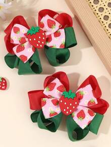 2 chiếc kẹp tóc hình quả dâu tây dễ thương dành cho bé gái, kẹp tóc trang trí hình dâu tây tinh tế, kẹp tóc ruy băng màu dâu tây, kẹp cá sấu, phù hợp cho sử dụng hàng ngày, tiệc sinh nhật và trang phục mùa hè. - Nhiều màu - Xem 3