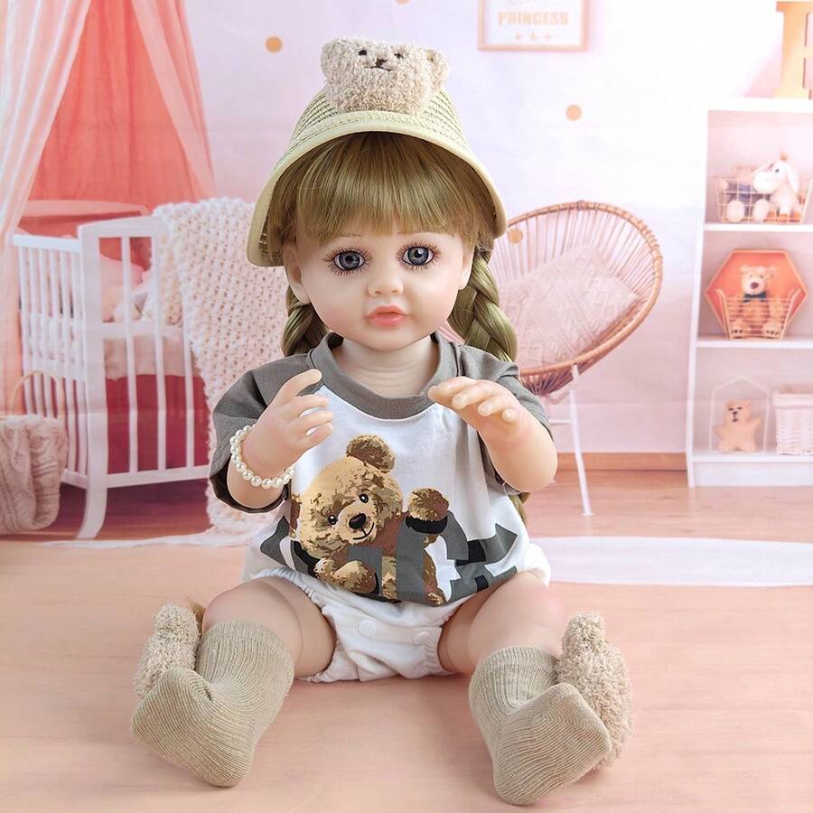 DIY Hairstyle Cute Vinyl Simulation Doll 22 Inch Exquisite Lifelike Reborn Dolls Accompany Playing Toys Festival Gift