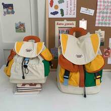 Ba lô Dopamine màu sắc dễ thương mùa xuân mới, dòng sản phẩm trẻ trung và đáng yêu, thiết kế nhiều ngăn, dung tích lớn, phù hợp cho đi làm, du lịch, đi học, ba lô kiểu Hàn Quốc/Nhật Bản, món quà dễ thương cho bạn gái, quà tặng bất ngờ - trắng - Xem 3