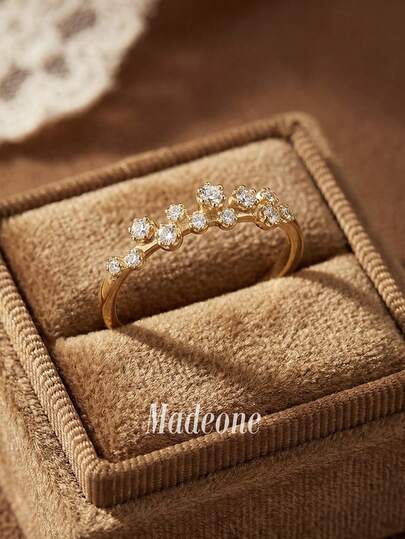 Stylever 1枚925纯银几何立方氧化锆戒指，女士日常通勤装饰戒指，派对配饰，高品质女士戒指，精致珠宝礼品