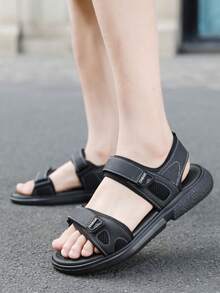 1 Pair Men's Summer Non-Slip Outdoor Sandals, New Wear-Resistant Breathable Fashion Shoes, Simple Driving Casual Beach Shoes - Black - View 3