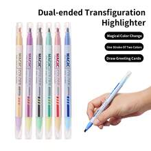 6-12 Farben Magic Schüler Augen-schützende fluoreszierende Stifte, Zweispitzige Farbe wechselnde Textmarker, leuchtende Farben für DIY Karten, Schul-Grundausstattung - Sätze - Übersicht 3