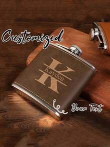 Personalized Leather Flask For Men, Customized Groomsman Proposal Flask, Best Man Wedding Gift Set, Engraved Liquor Flask For Bridal Party, Groomsman Proposal Gift - Multicolor - View 7